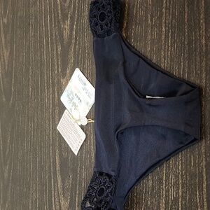 Luli Fama Black Crochet-Side Bikini Bottom